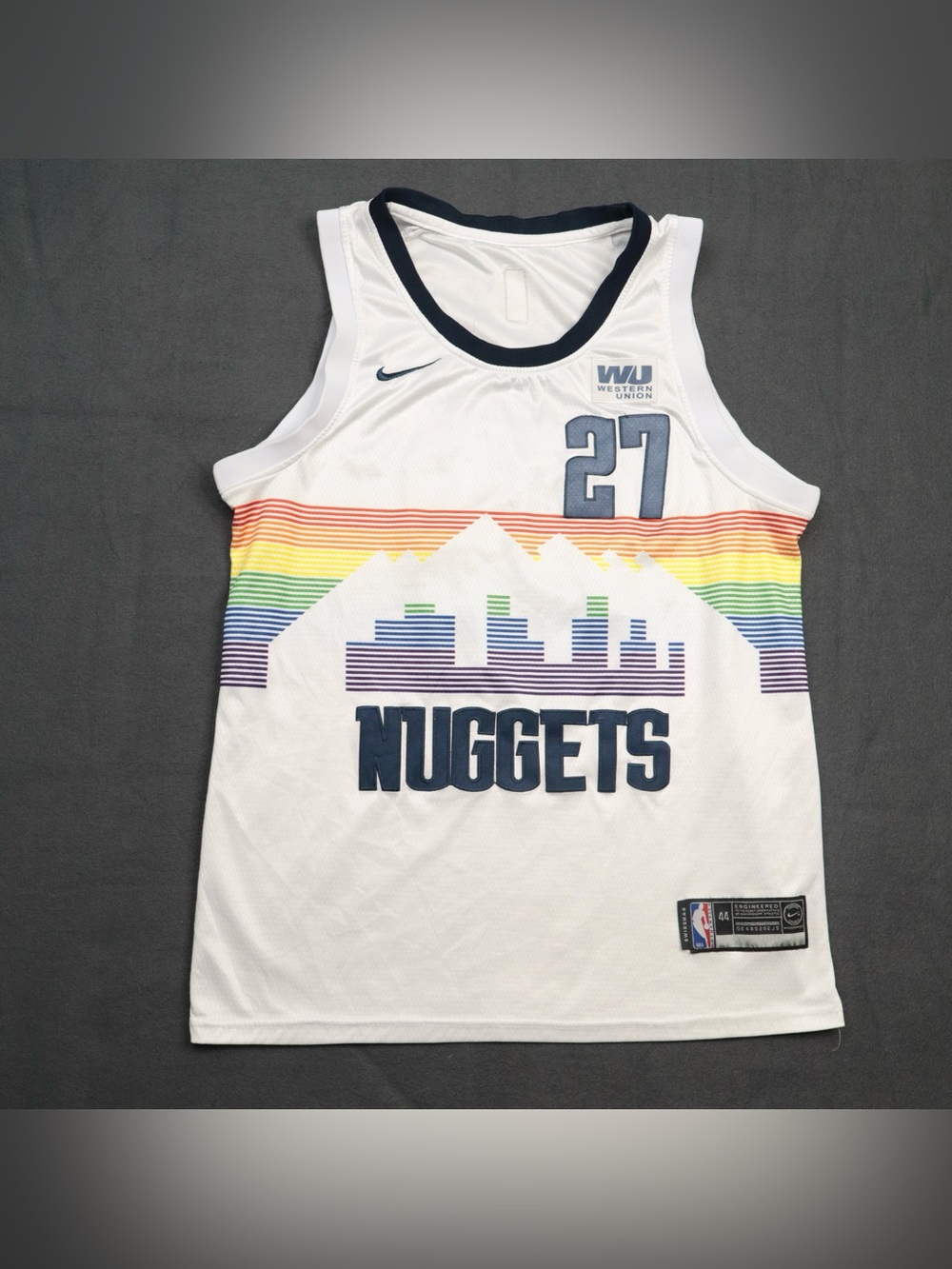 Nike NBA Denver Nuggets Jamal Murray #27 Skyline Rainbow White Jersey Size 44/M